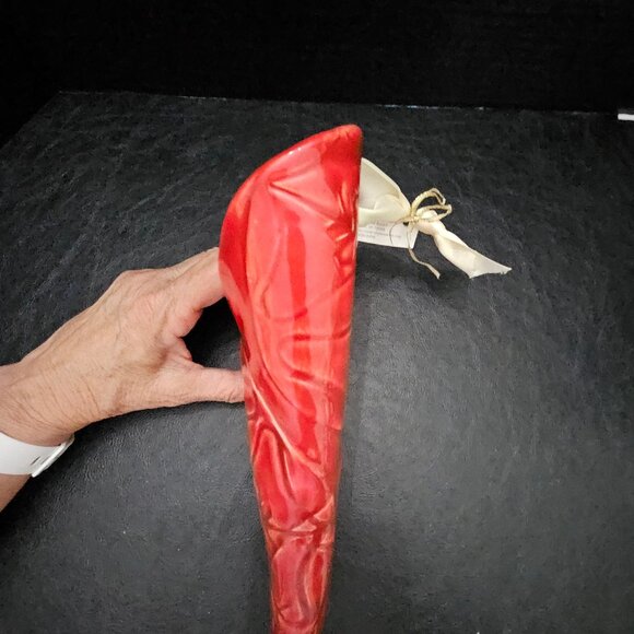 Red Ceramic Tussie Mussie Wall Pocket Wall Hanging Handcrafted - Picture 7 of 9